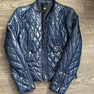 H&M Women's Deep Blue Quilted Puffer Jacket